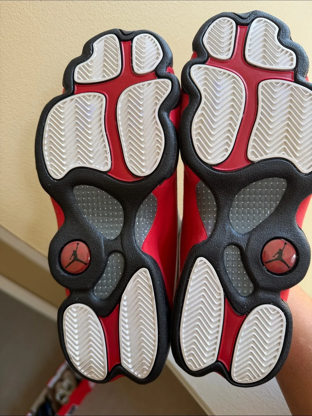 Air Jordan Retro 13 White and Red Basketball Shoes. (No box)